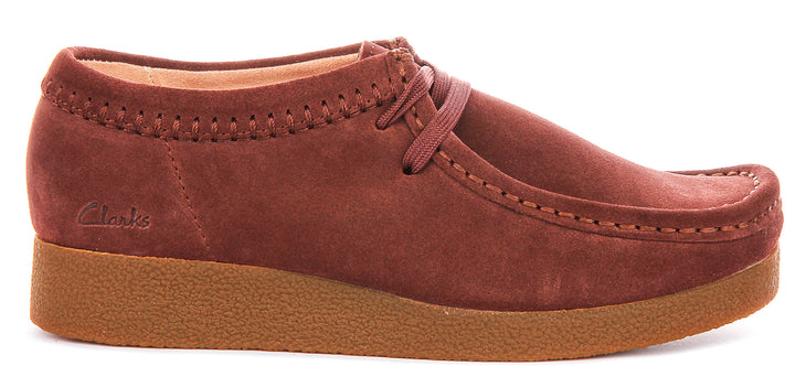 Clarks Wallabee EVO Shoes In Maroon For Women