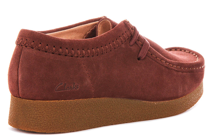 Clarks Wallabee EVO Shoes In Maroon For Women