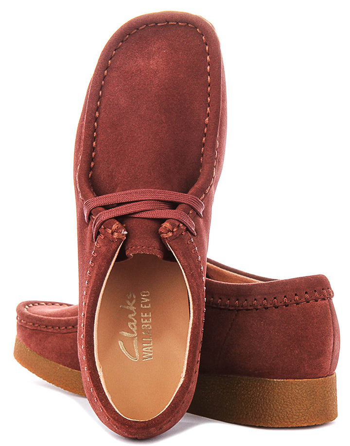Clarks Wallabee EVO Shoes In Maroon For Women