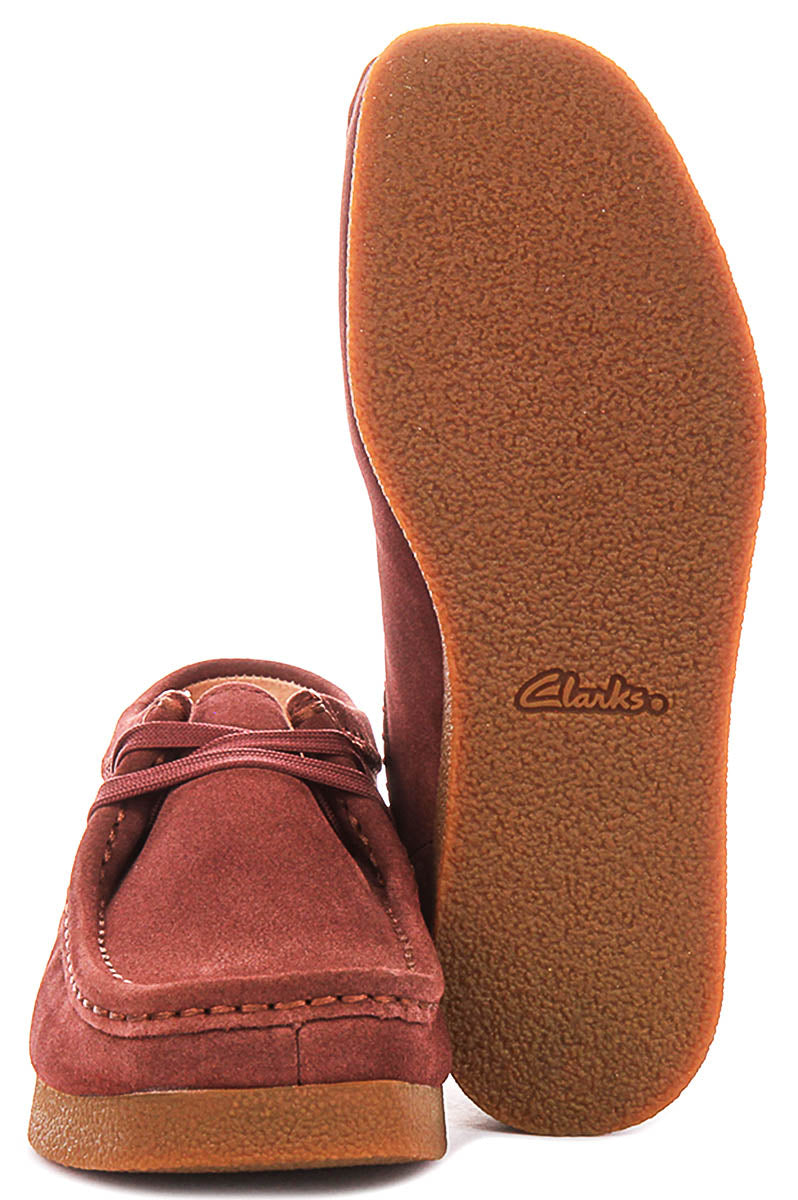 Clarks Wallabee EVO Shoes In Maroon For Women