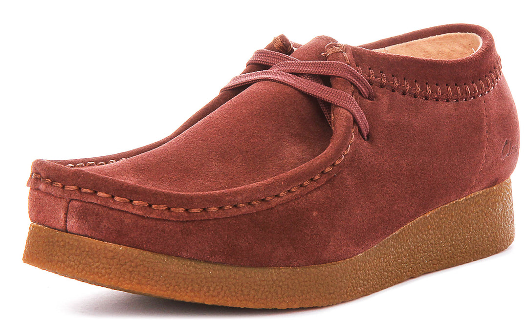 Clarks Wallabee EVO Shoes In Maroon For Women