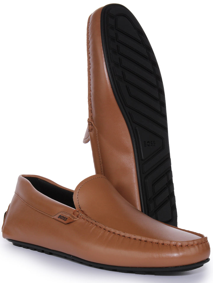 Boss Noel Mocc IT Mocasines de piel para hombre en moca