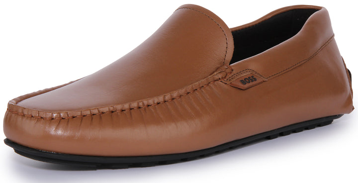 Boss Noel Mocc IT Mocasines de piel para hombre en moca