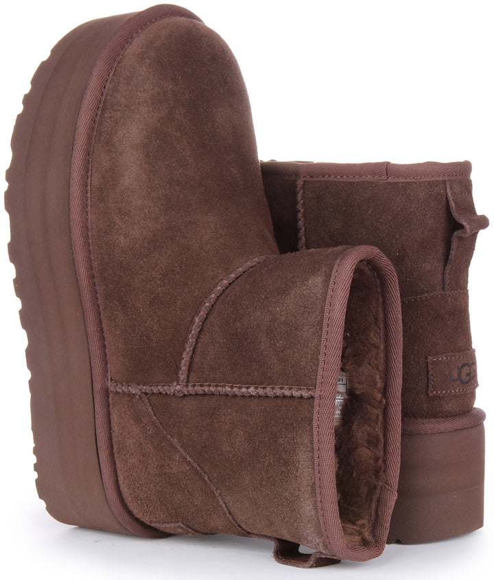 Ugg Classic Mini Bota de plataforma de ante para mujer en mocha