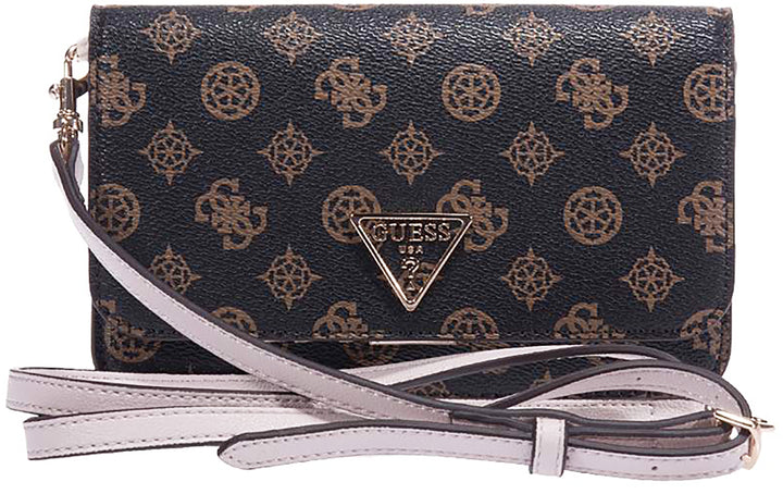 Guess Noelle Frauen 4G Peony Logo Druck Kunstleder M i Kreuzbody Tasche Mocha