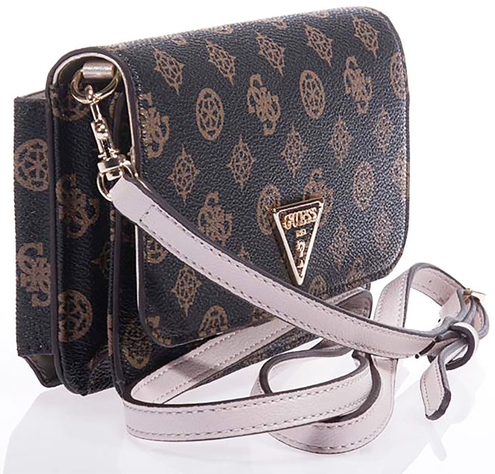 Guess Noelle Mini borsa a tracolla in ecopelle con stampa logo 4G Peony da donna en moka