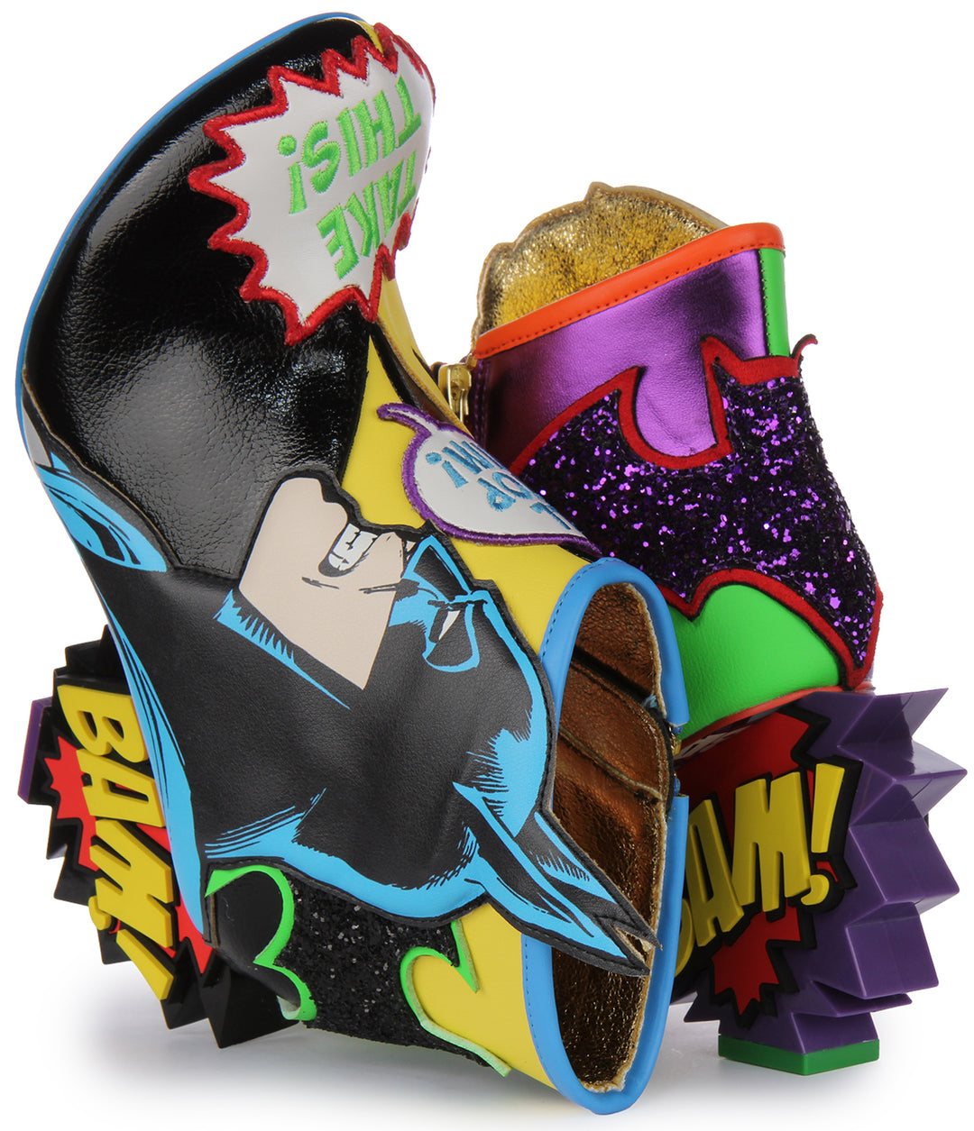 Irregular Choice Deadly Duo Stivale con tacco alto Batman and The Joker da donna in multicolore