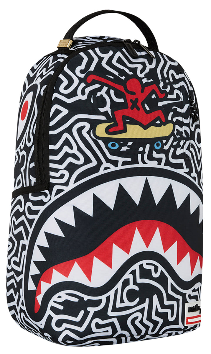 SpraygroundKeith Haring Skater Guy Backpack In White Black