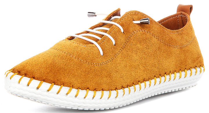 Justinreess England Lexi 2 Suede In Mustard For Women