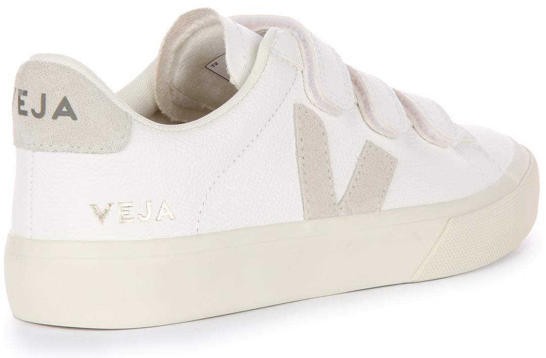 Veja Recife Zapatillas de piel chromefree de tres tiras para mujer en natural