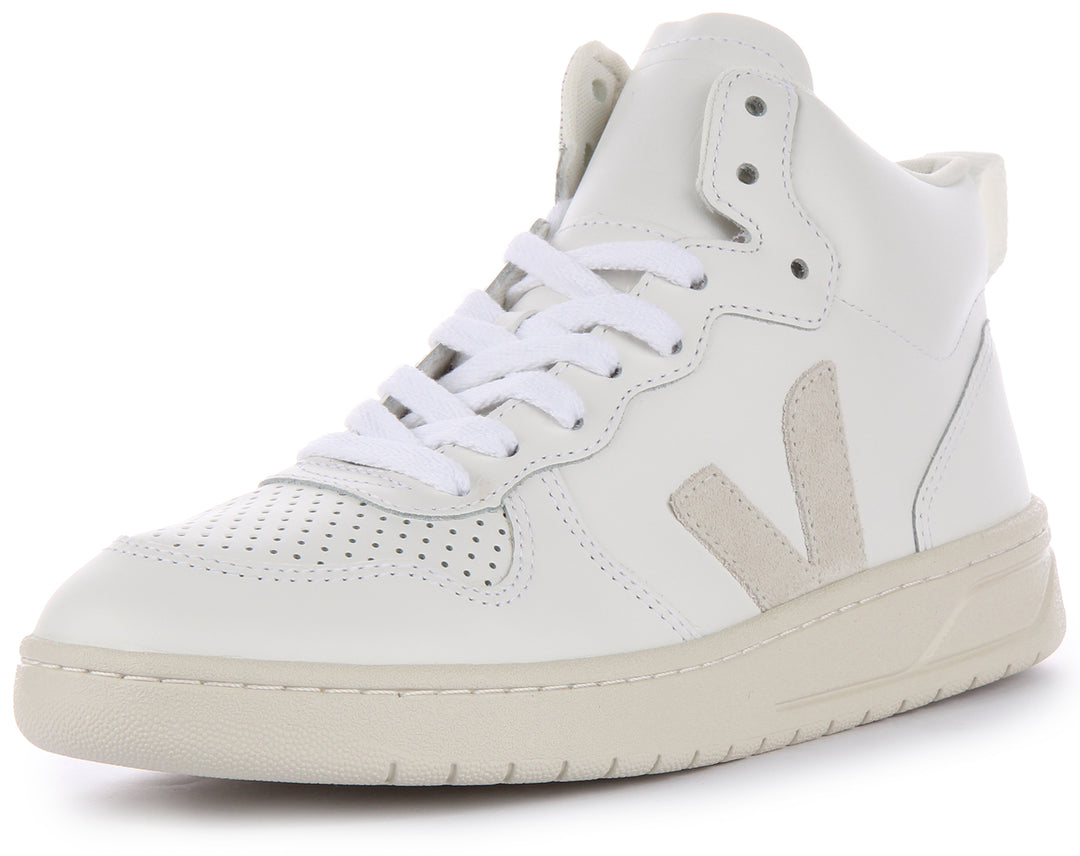 Veja V15 Zapatillas con cordones de piel para mujer en natural