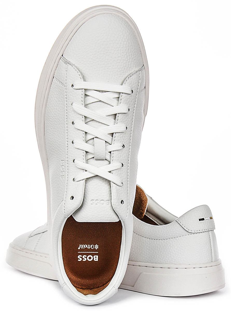 Boss Kieran Tennis Grained Leather In Natural For Men