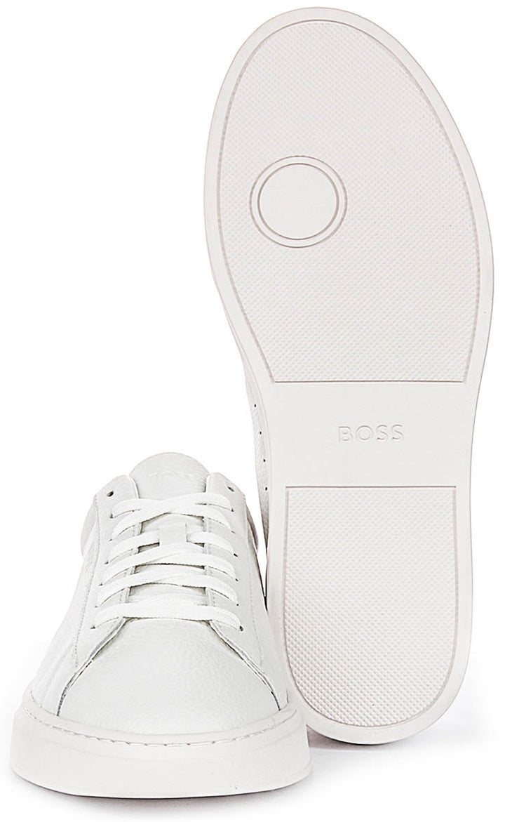 Boss Kieran Tennis Grained Leather In Natural For Men