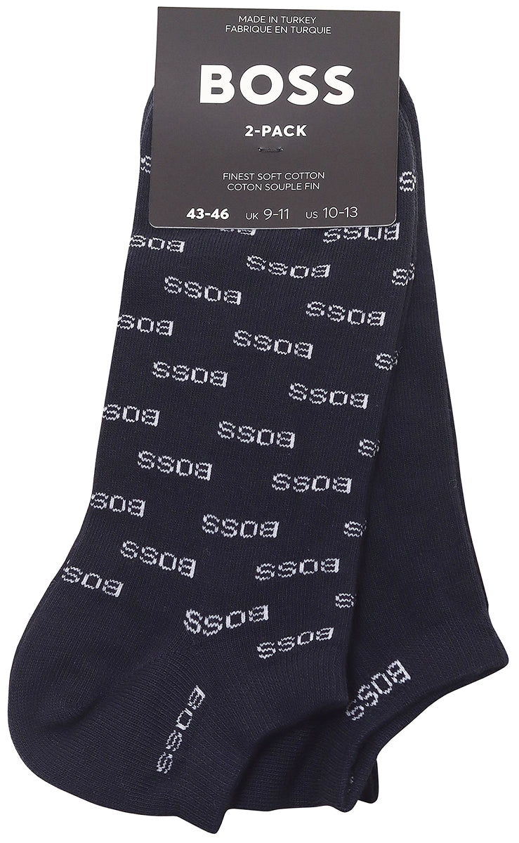 Boss As Allover Lot de 2 chaussettes d'affaires pour hommes en marine