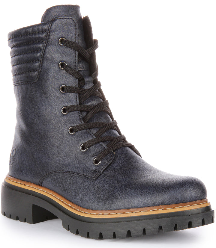 Rieker 72600-14 In Lace up Boots Navy For Women