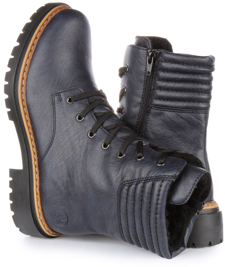 Rieker 72600-14 In Lace up Boots Navy For Women