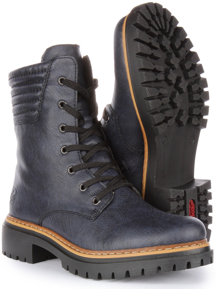 Rieker 72600-14 In Lace up Boots Navy For Women