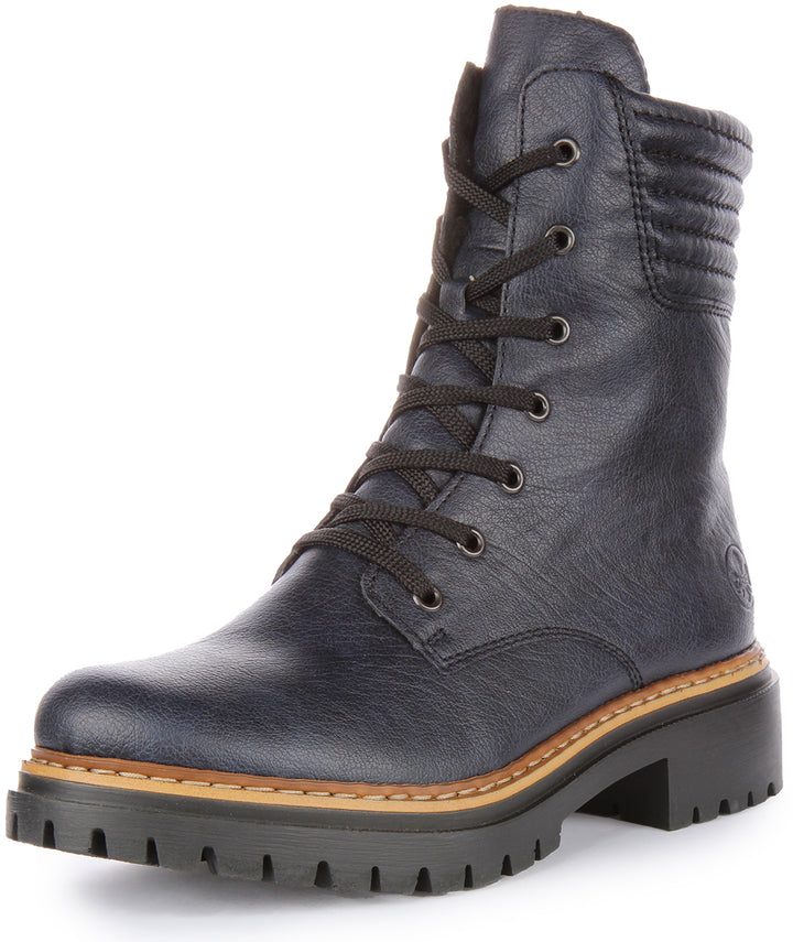 Rieker 72600-14 In Lace up Boots Navy For Women