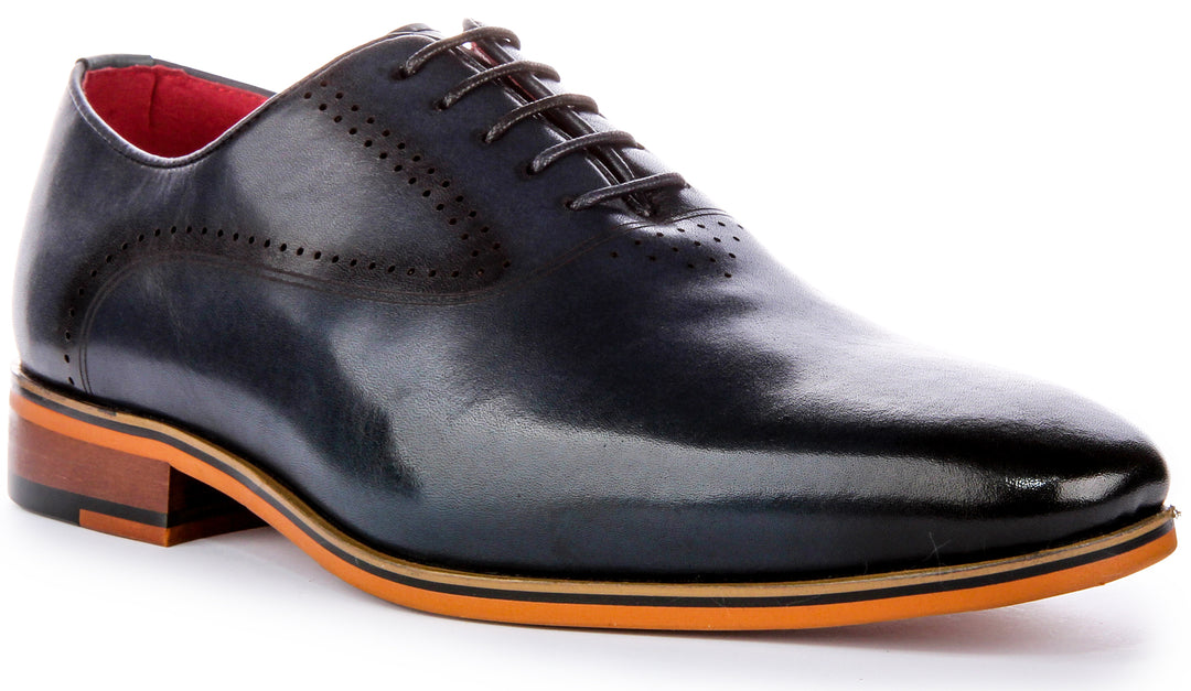 JUSTINREESS Jonah Chaussures oxford en cuir à lacets pour hommes en marine