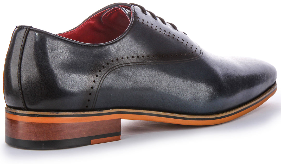 JUSTINREESS Jonah Chaussures oxford en cuir à lacets pour hommes en marine