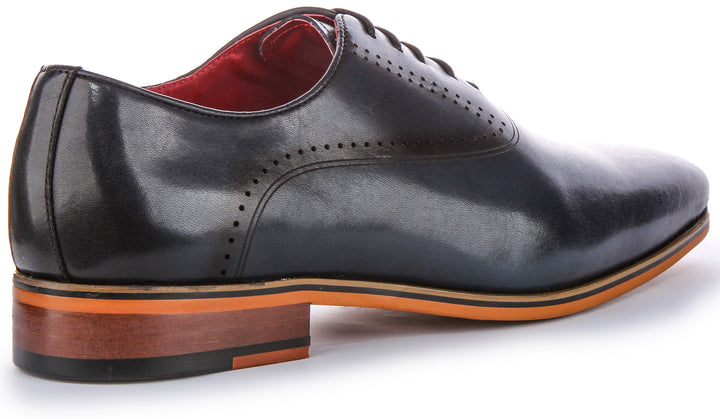 JUSTINREESS Jonah Zapatos Oxford de cordones de piel para hombre en marino