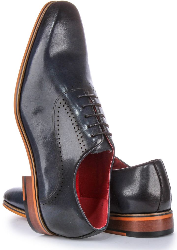 JUSTINREESS Jonah Chaussures oxford en cuir à lacets pour hommes en marine