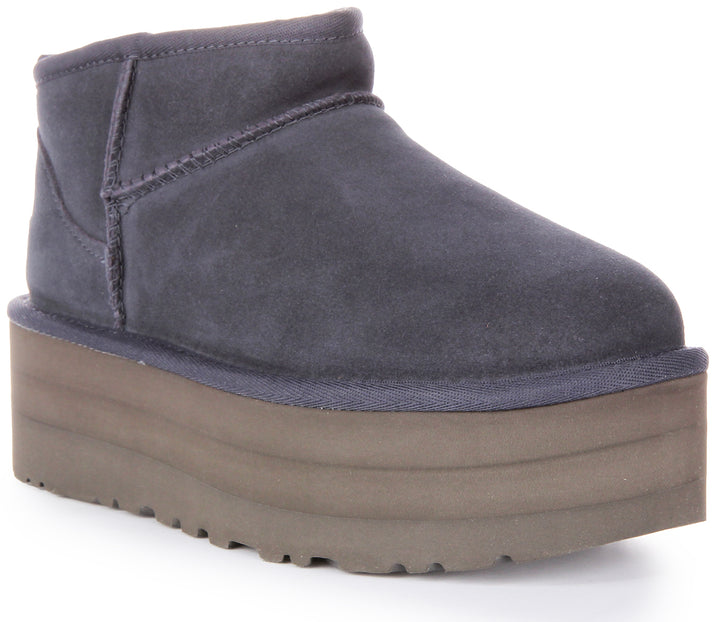 Ugg Classic Ultra Mini Bottes en daim à plateforme pour femmes en marine