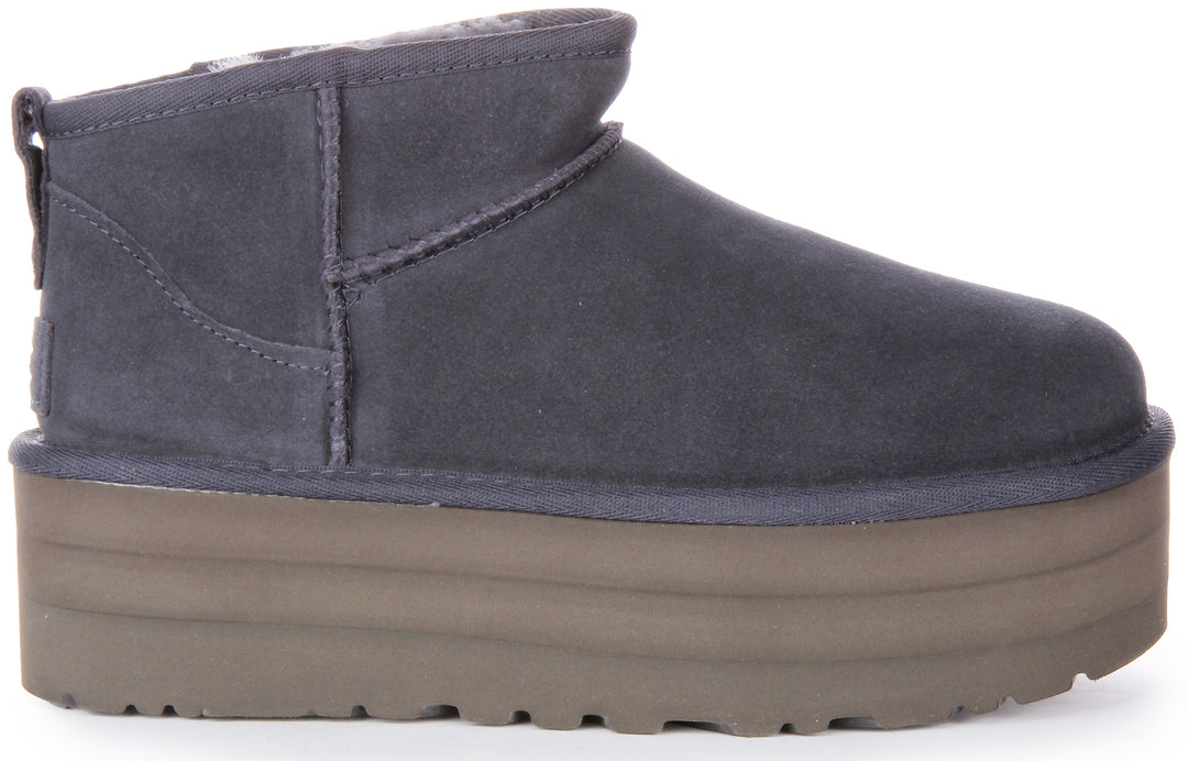 Ugg Classic Ultra Mini Bottes en daim à plateforme pour femmes en marine