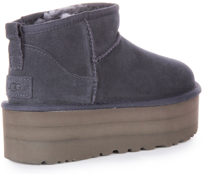 Ugg Classic Ultra Mini Bottes en daim à plateforme pour femmes en marine