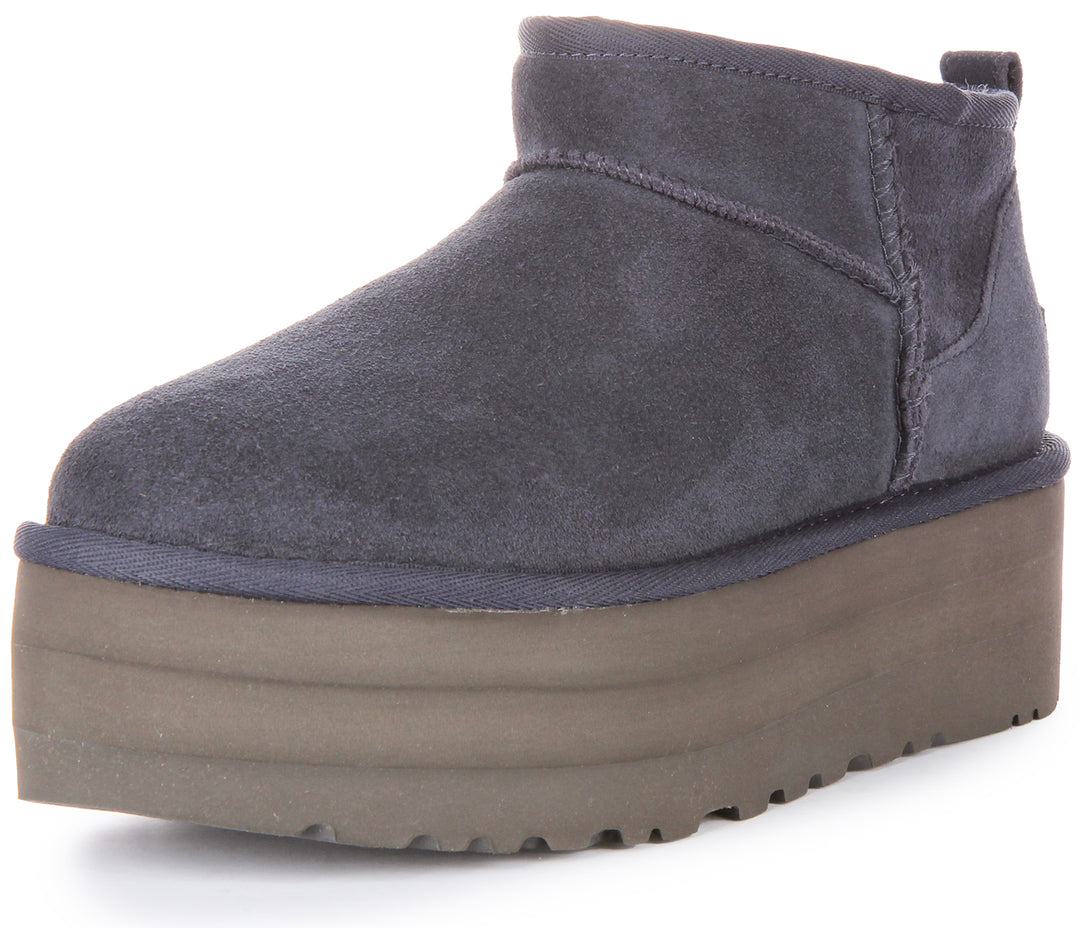 Ugg Australia Classic Ultra Mini Sheepskin Platform Navy For Women