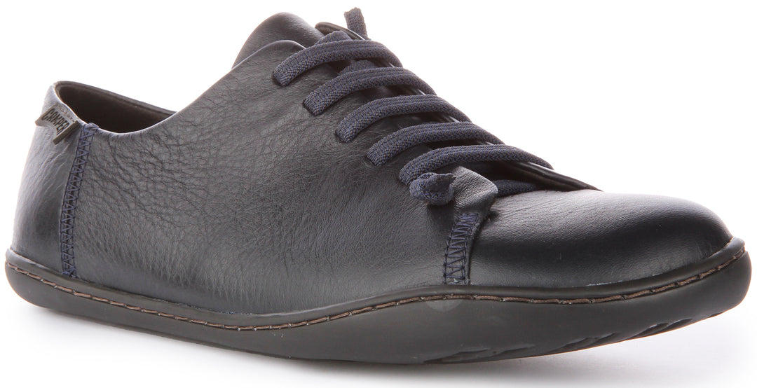 Camper Peu Cami In Navy Slip Wide Casual Signature Leather Shoe