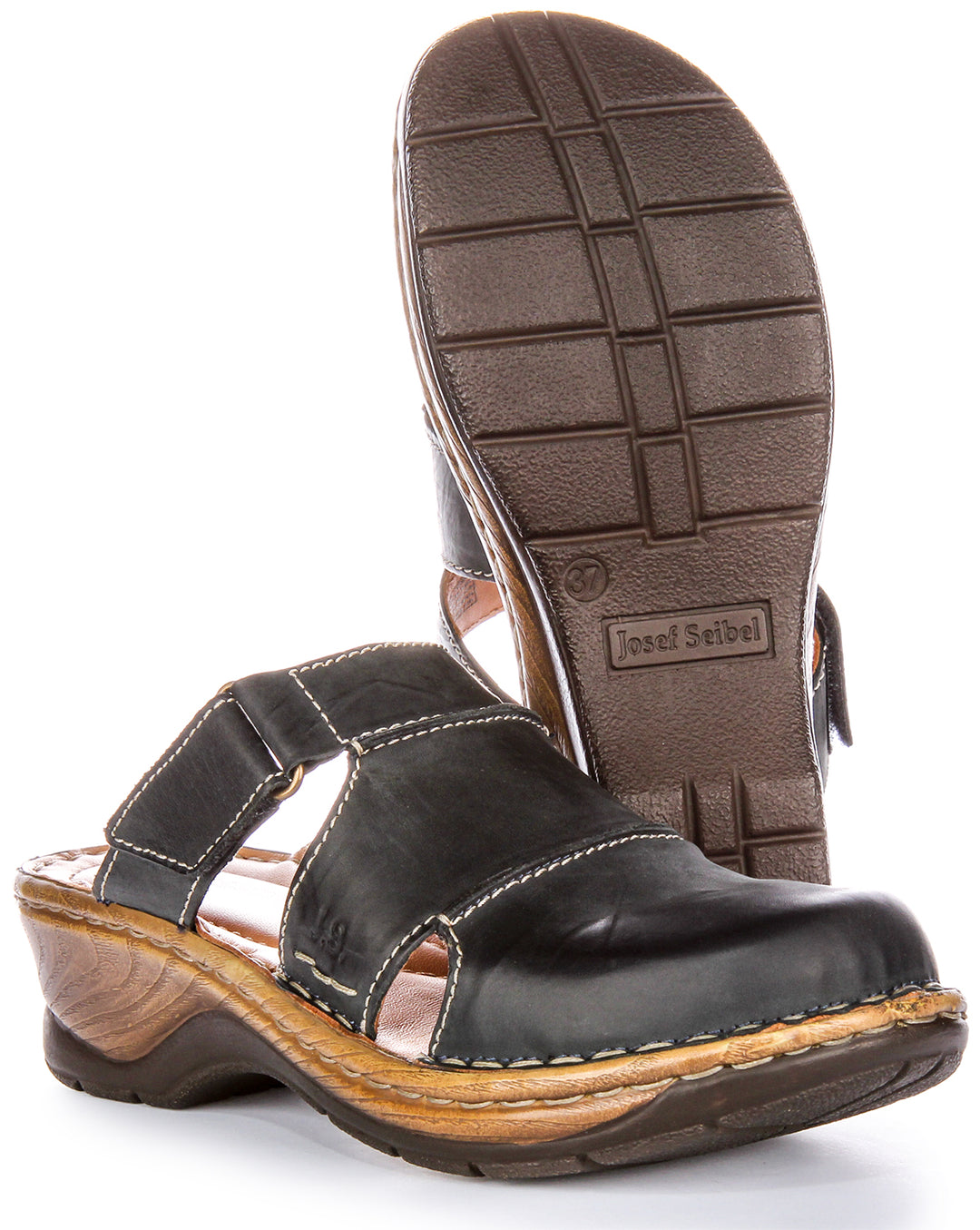 Josef Seibel Catalonia 84 Sandalias Mule de Cuero para Mujer en Azul Marino