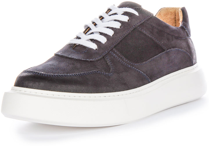 JUSTINREESS Conroy Baskets décontractées en cuir nubuck à silhouette intelligente pour hommes en marine