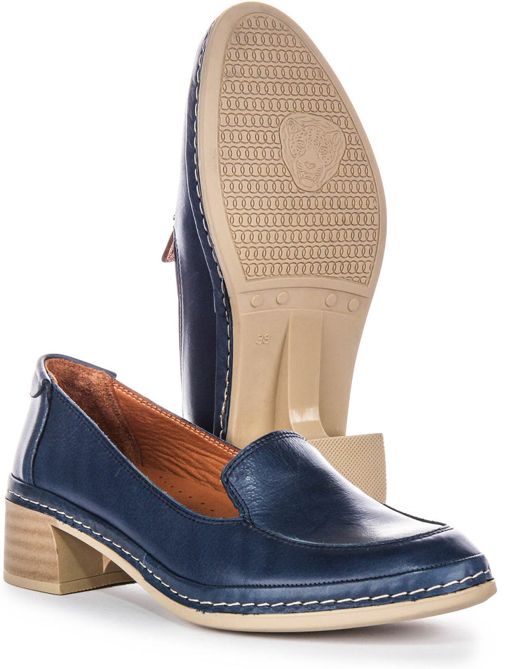 Scarpe in Pelle da Donna Justinreess Penny in Blu Navy