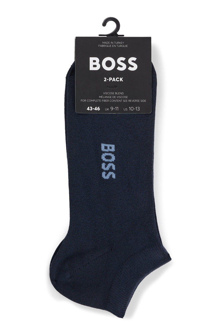 Boss 2 Pair Short Bamboo Socks In Navy For Men