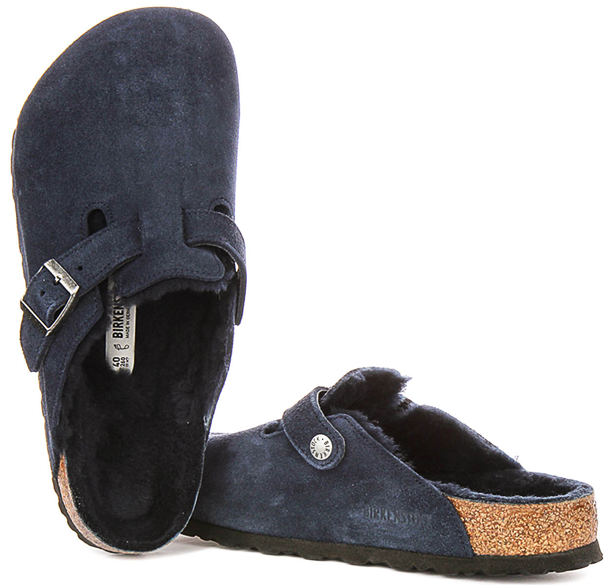 Birkenstock Boston Shearling In Navy | Regular Fit Closed Toe
