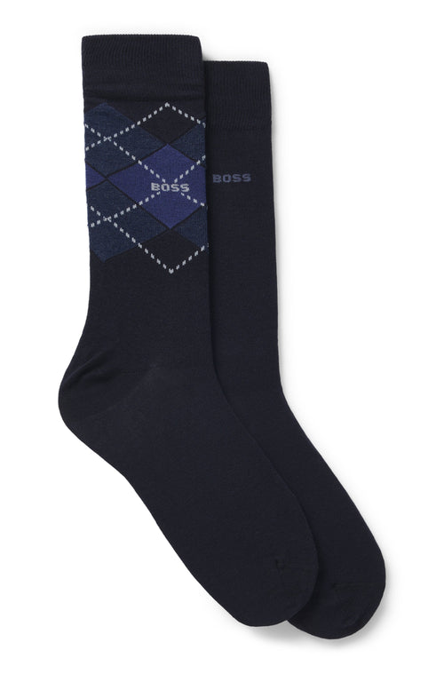 Boss 2 Pair Argyle Sock In Navy Blue For Unisex