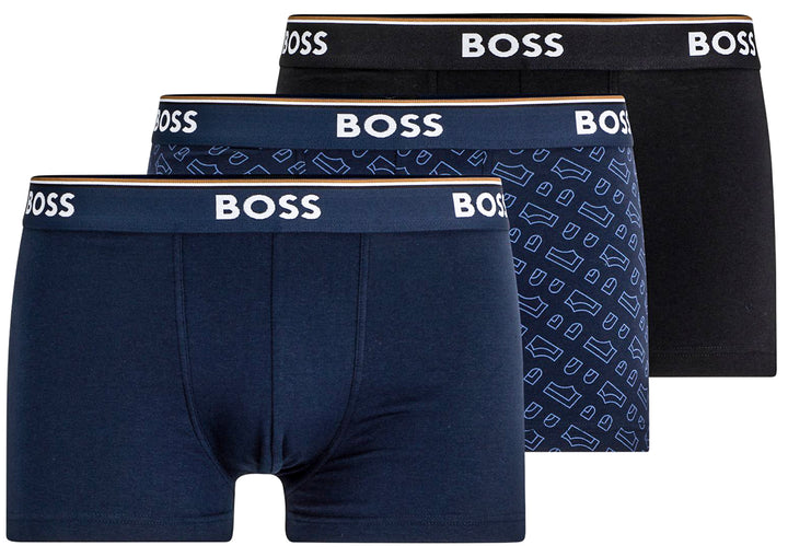 Boss Trunk 3P Power Uomo In Boxer in cotone nero blu navy