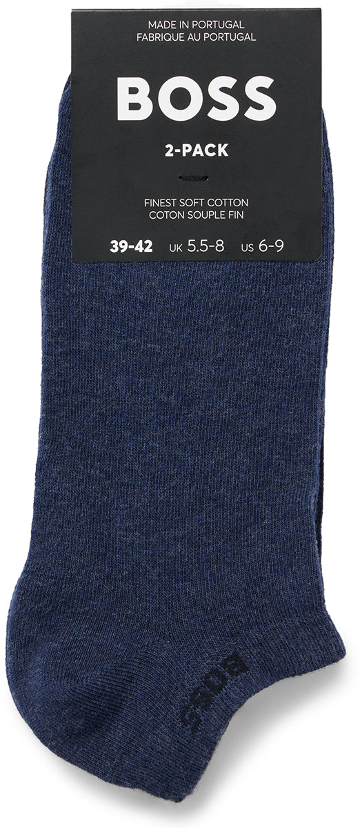Boss 2P As Uni Colors CC Set di 2 calzini alla caviglia in misto cotone da uomo in marina blu