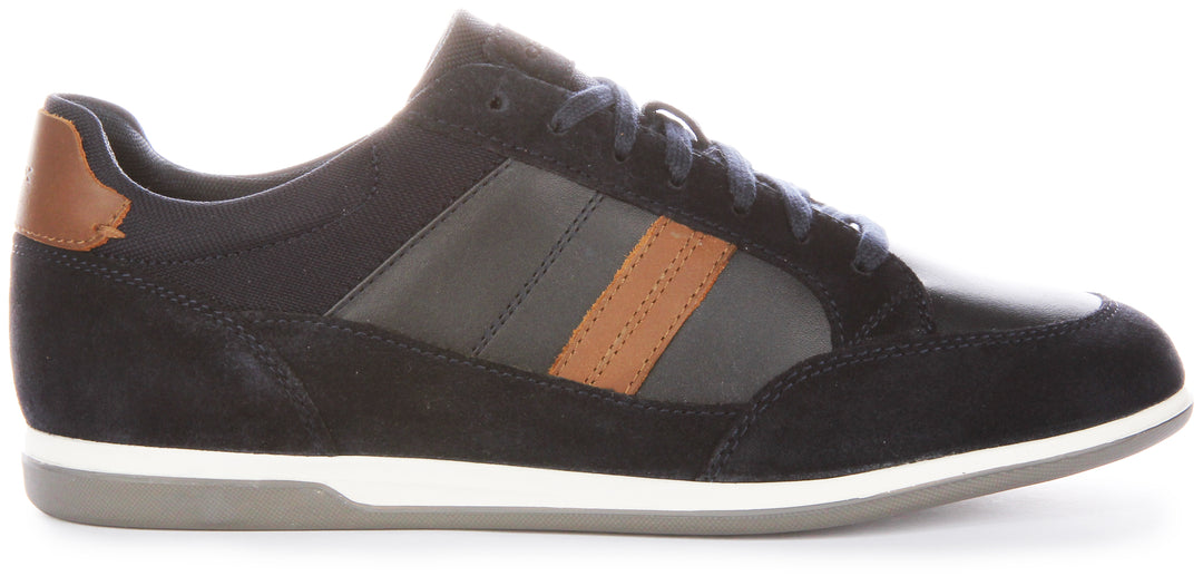 Geox U Rrnan A Sneakers da uomo in pelle scamosciata marrone navy