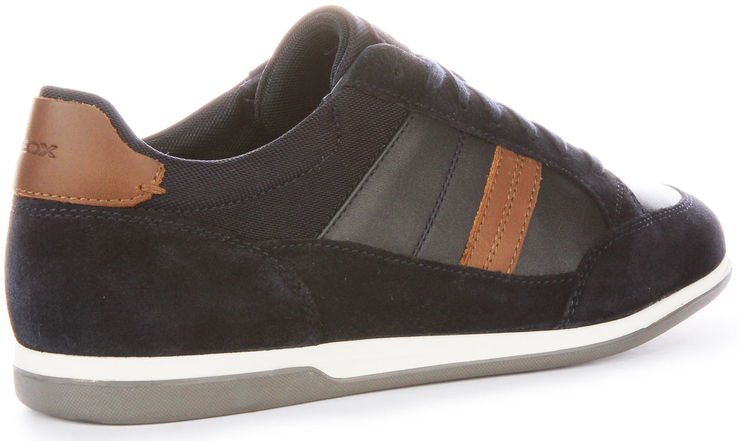 Geox U Rrnan A Sneakers da uomo in pelle scamosciata marrone navy