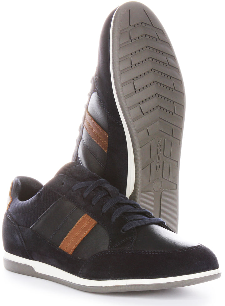 Geox U Rrnan A Sneakers da uomo in pelle scamosciata marrone navy