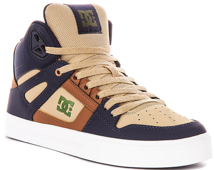 DC Shoes Pure High Top WC In Navy Brown For Men