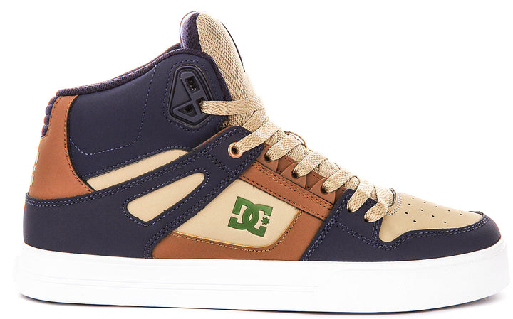 DC Shoes Pure High Top WC In Navy Brown For Men