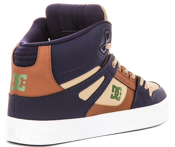 DC Shoes Pure High Top WC In Navy Brown For Men