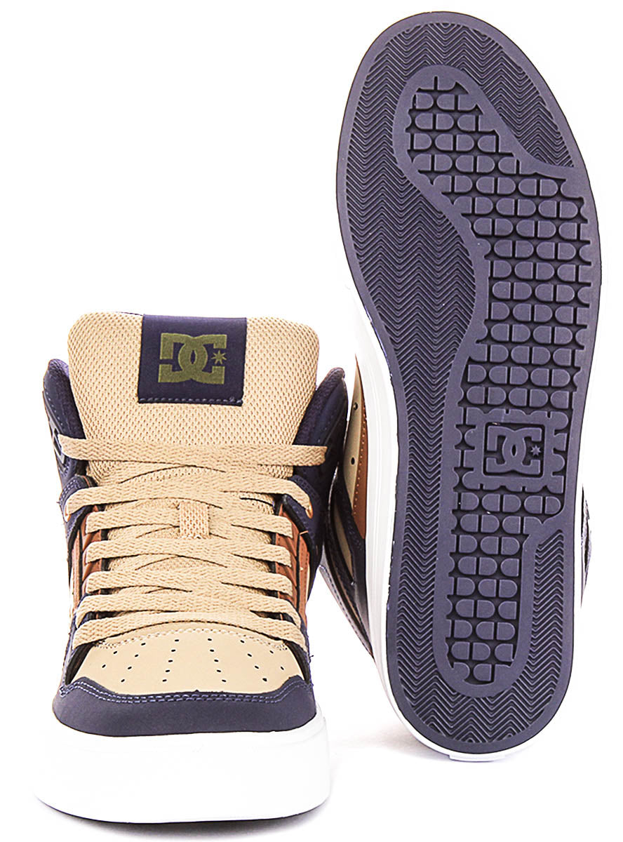 DC Shoes Pure High Top WC In Navy Brown For Men