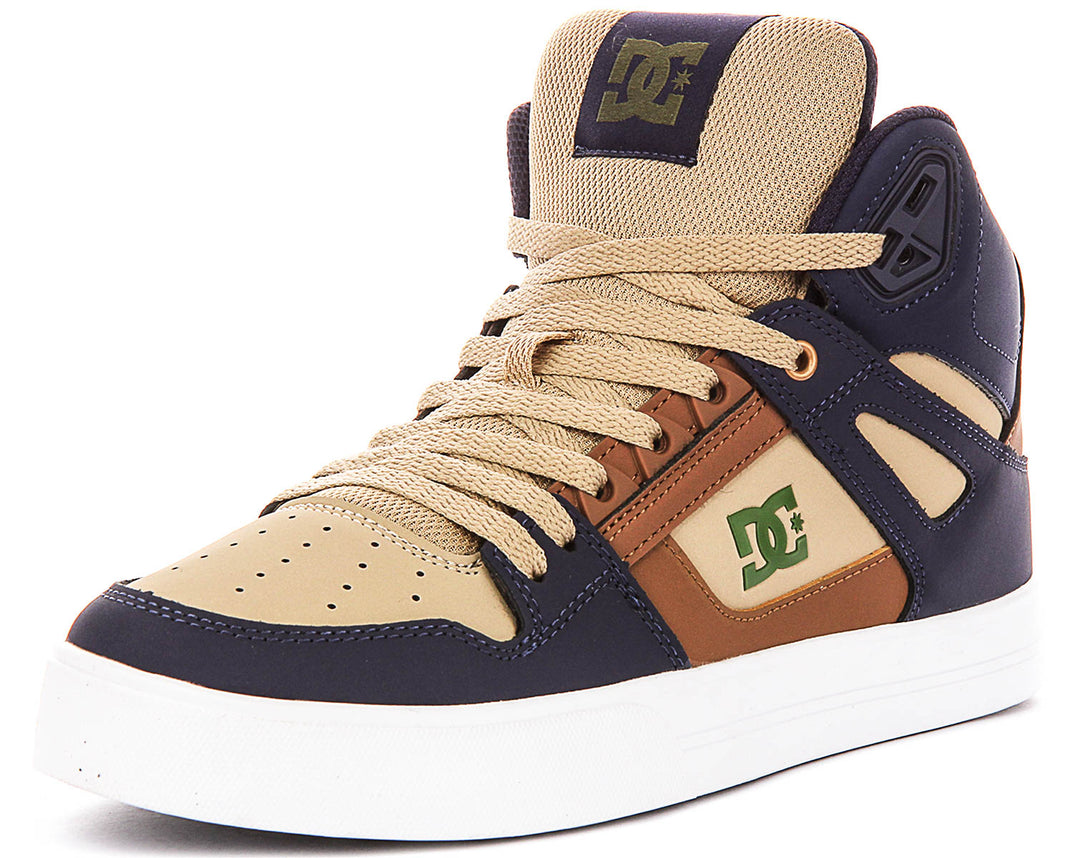 DC Shoes Pure High Top WC In Navy Brown For Men