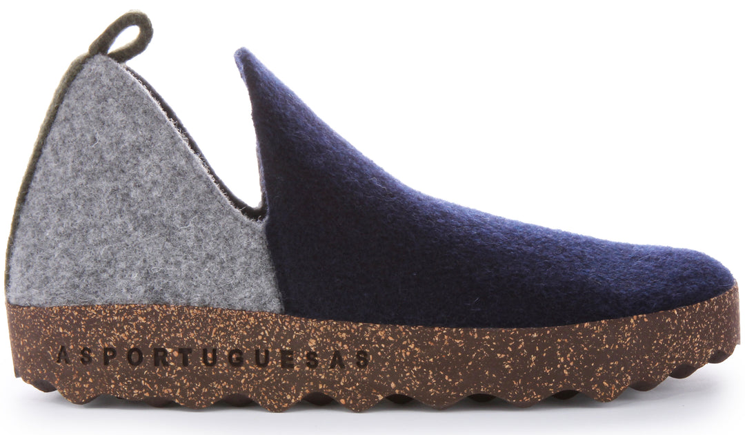 Asportuguesas City M Zapatos de fieltro de lana para hombre en gris marino
