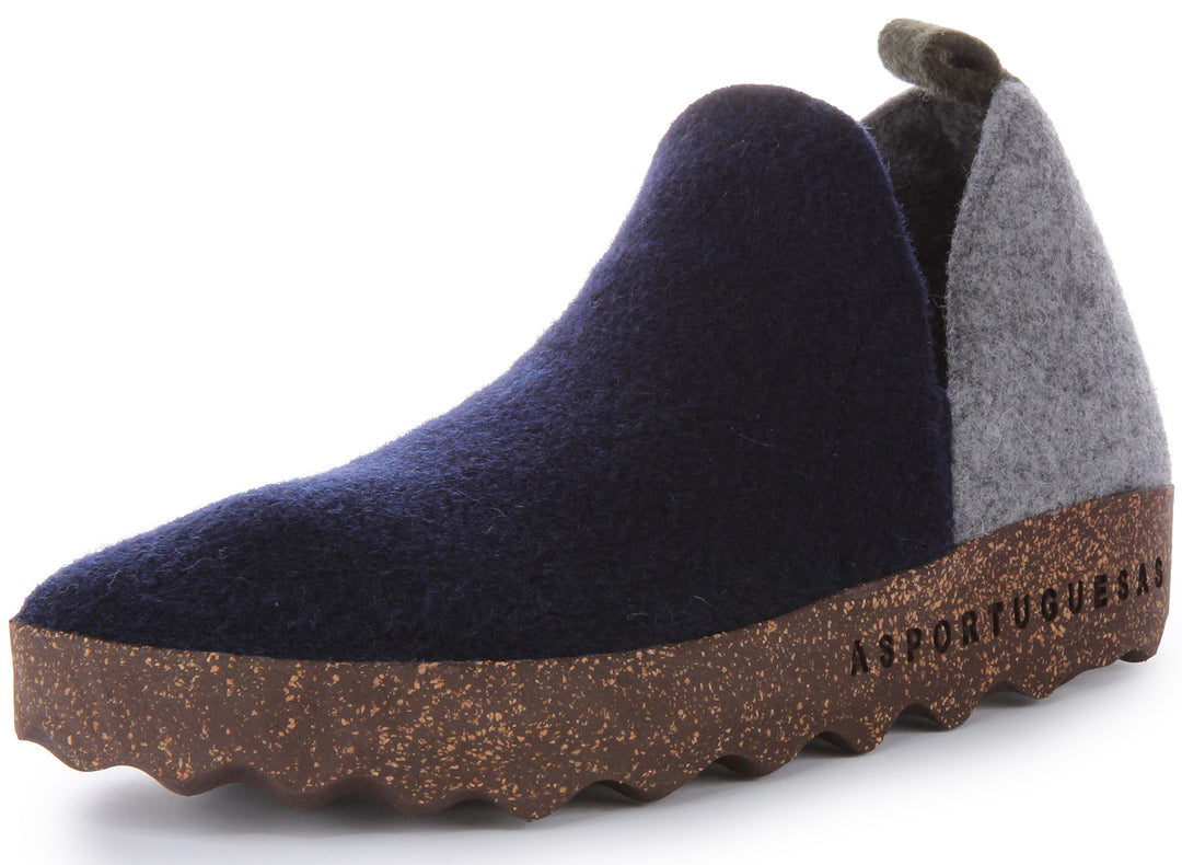 Asportuguesas City M Zapatos de fieltro de lana para hombre en gris marino