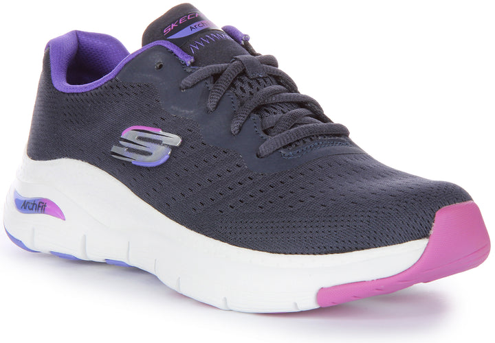 Skechers Arch Fit Infinity Cool Baskets à lacets en maille végane pour femmes en marine multi